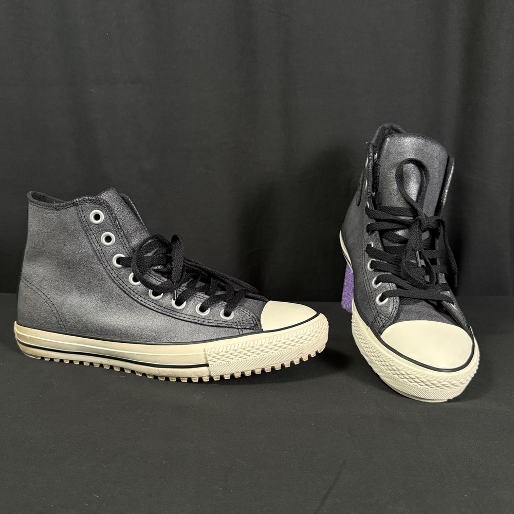 Converse All Star City Hiker Hi Boot Gunmetal Leather High Top Lugged Mens 10.5